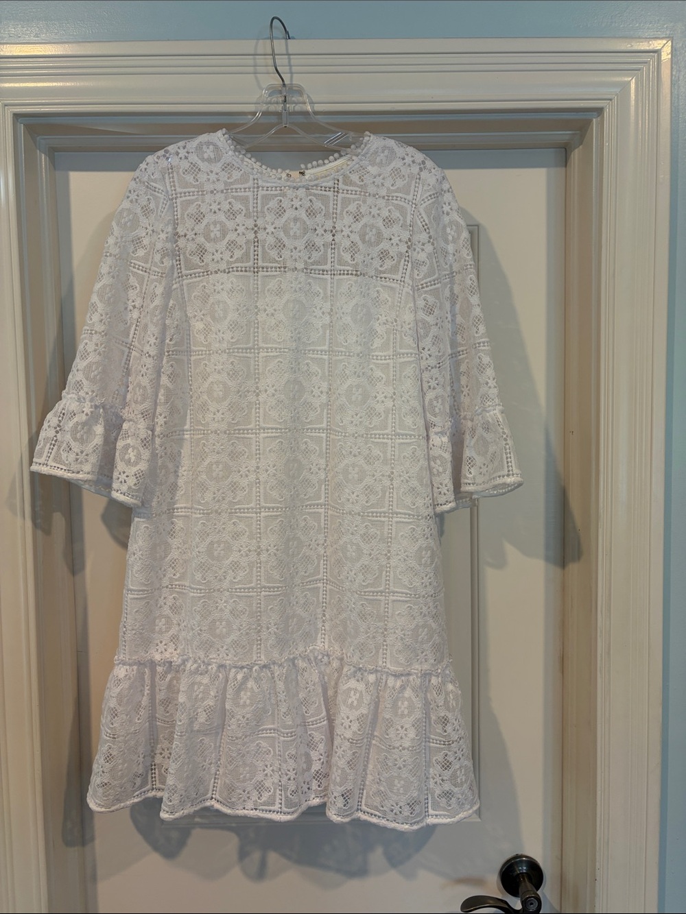 kate spade White Lace Ruffle-Hem Mini Dress